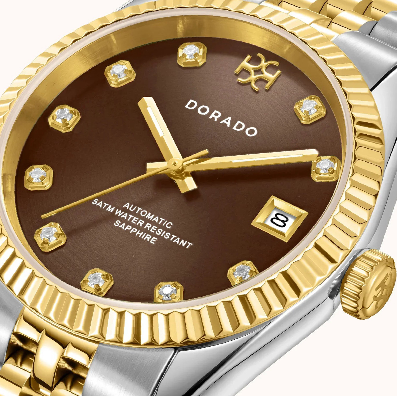 DORADO Two Tone Timeless Watch - Chocolate | Engravely Custom Premium Metal Alloy Jewelry - Image 2