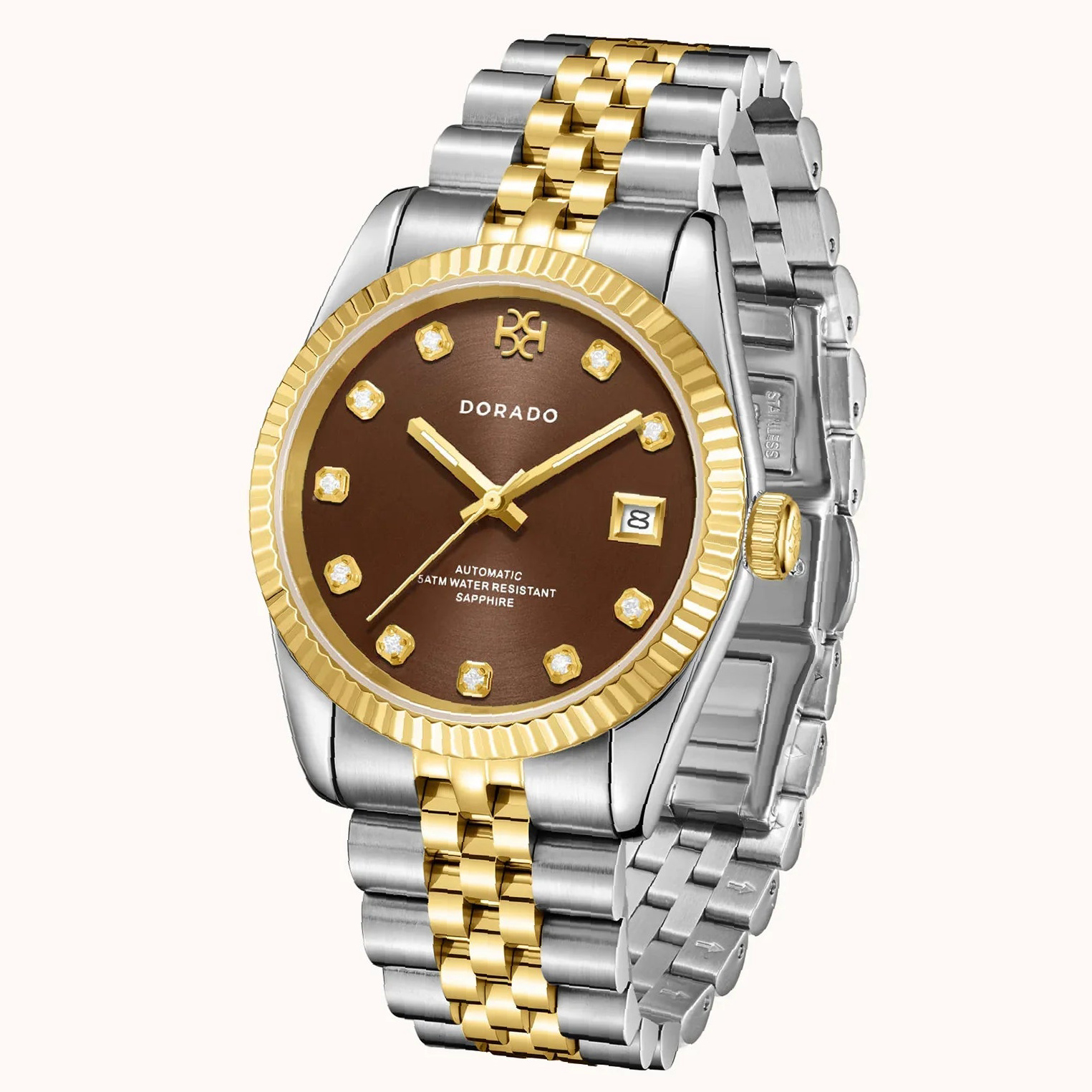 DORADO Two Tone Timeless Watch - Chocolate | Engravely Custom Premium Metal Alloy Jewelry - Image 4