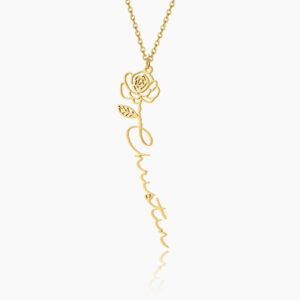 Eng ravely Birth Flower Name Necklace