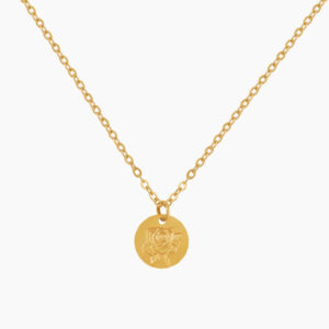 Birth Flower Pendant Necklace | Custom 18K Gold Plated Name Necklace - Engravely
