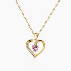 Eng ravely Birthstone Heart Shape Necklace