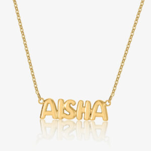 Eng ravely Bubble Letter Name Necklace