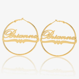 Eng ravely Classic Heart Name Hoop Earrings