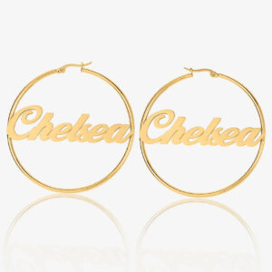 Classic Name Hoop Earrings | Custom 18K Gold Plated Earrings - Engravely