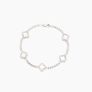 Eng ravely Iced Clover Tennis Bracelet