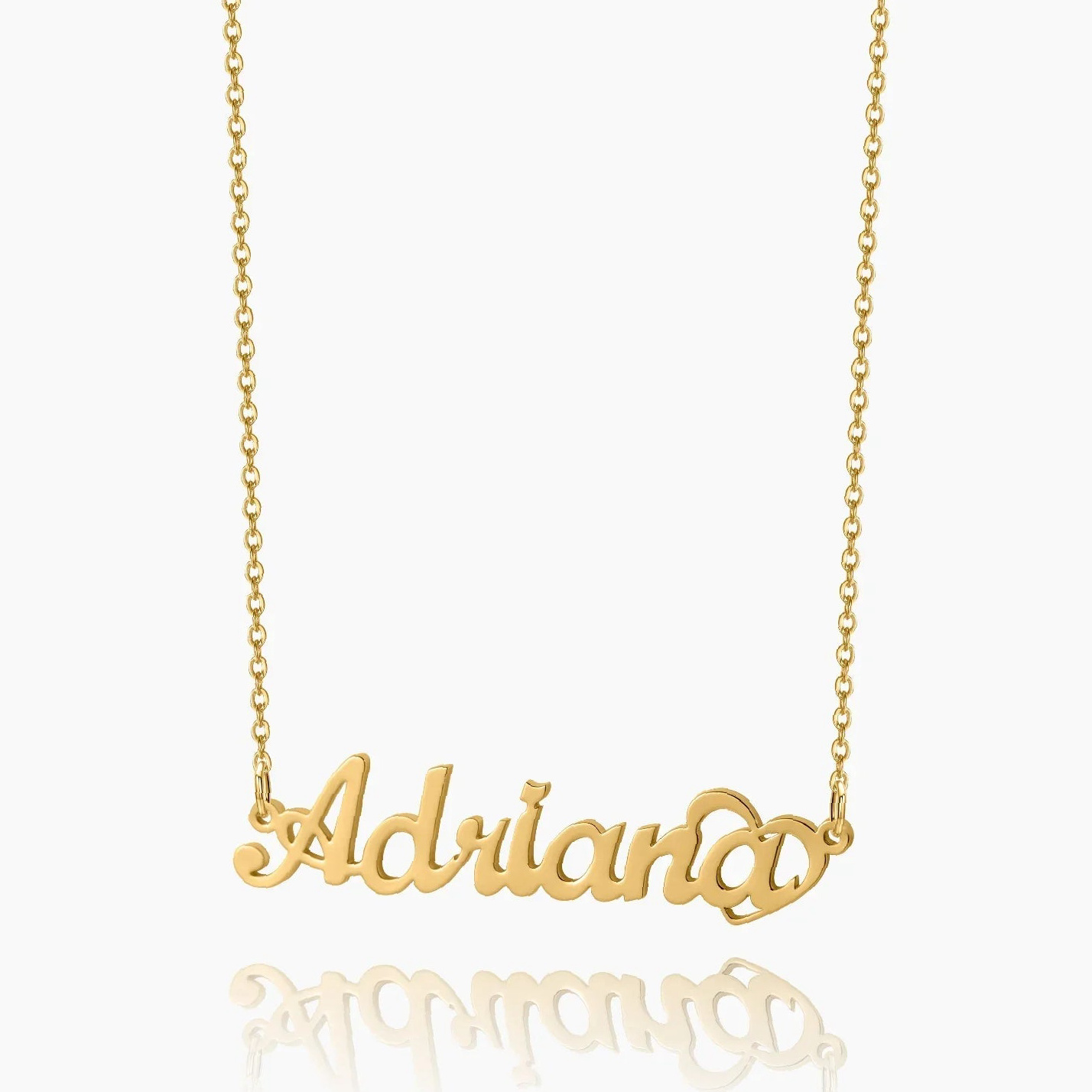 Crescent Heart Name Necklace | Custom Premium Metal Alloy Name Necklace - Engravely