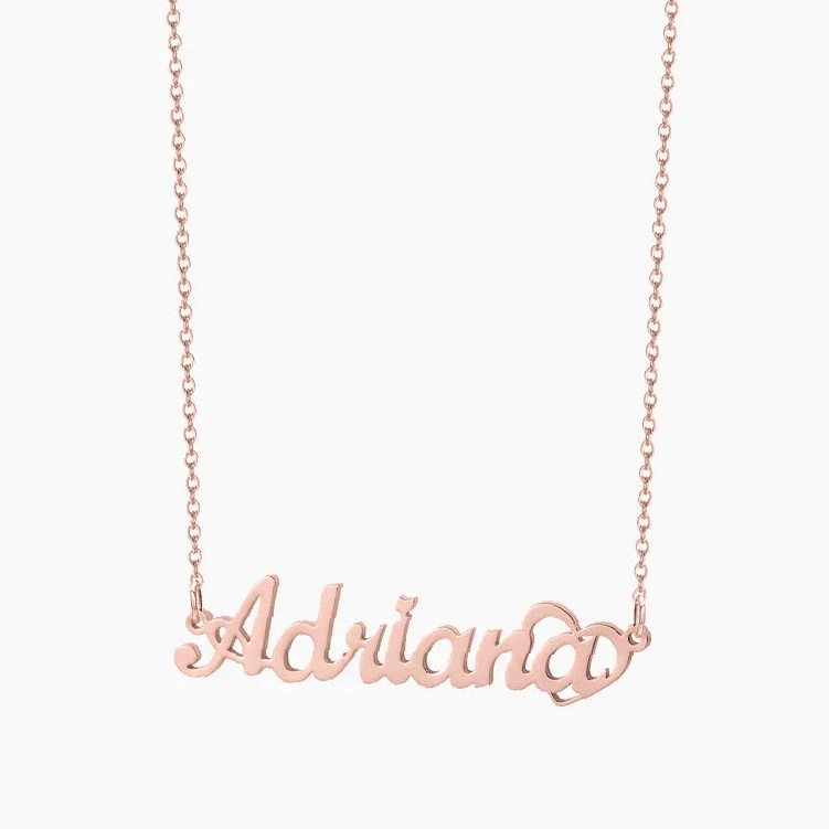 Crescent Heart Name Necklace | Custom Premium Metal Alloy Name Necklace - Engravely - Image 7