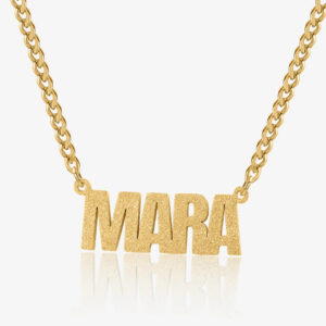 Diamond Cut Block Name Necklace | Custom Premium Metal Alloy Name Necklace - Engravely