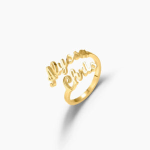 Double Name Ring | Custom 18K Gold Plated Ring - Engravely