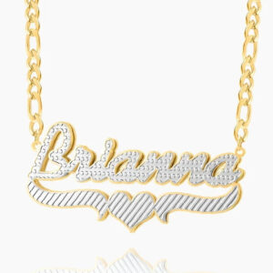 Double Plated Heart Script Name Necklace | Custom 18K Gold Plated Name Necklace - Engravely