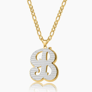 Double Plated Initial Necklace w/ Figaro Chain | Custom 18K Gold Plated Name Necklace - Engravely