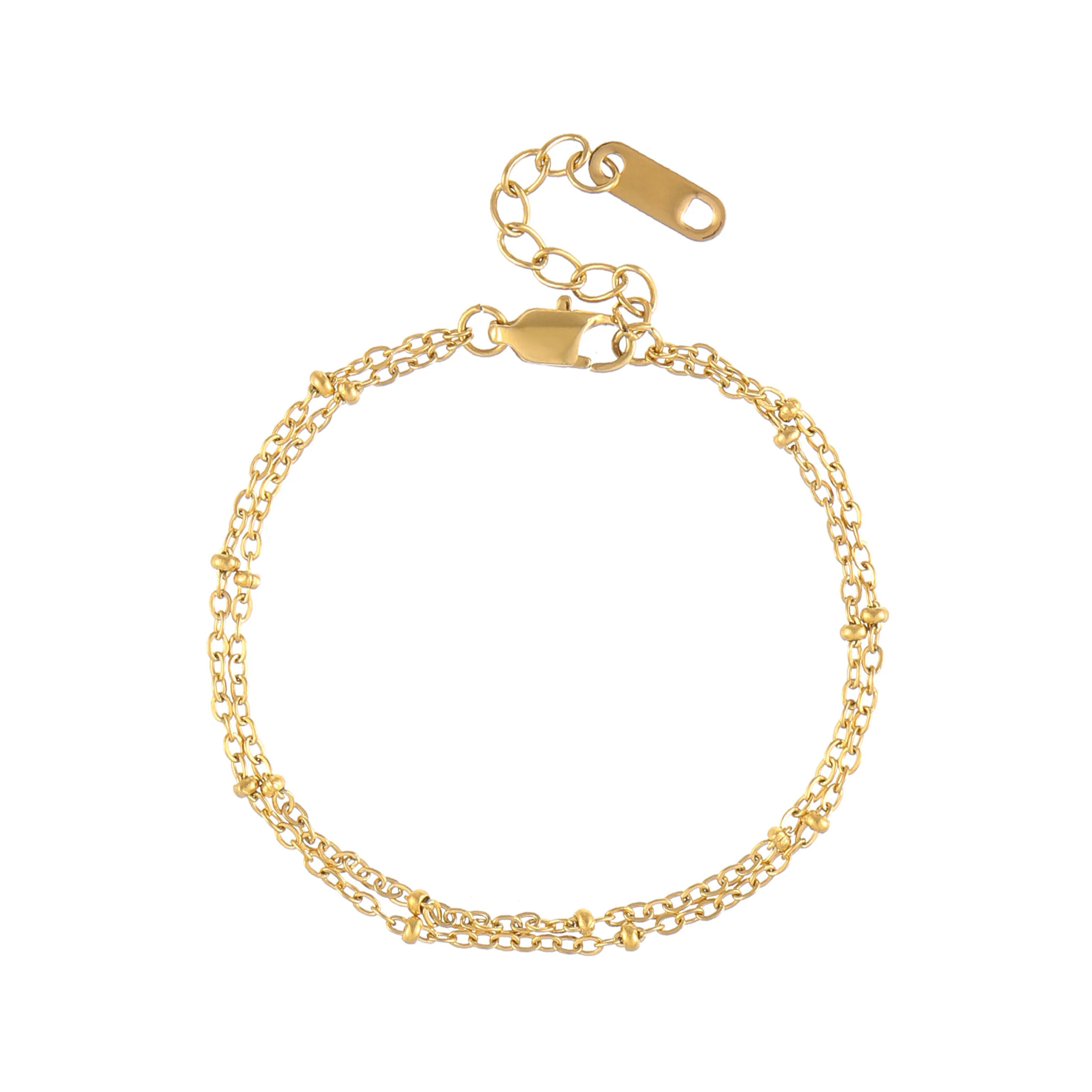 Double Satellite Chain Bracelet | Custom Premium Metal Alloy Name Necklace - Engravely - Image 3