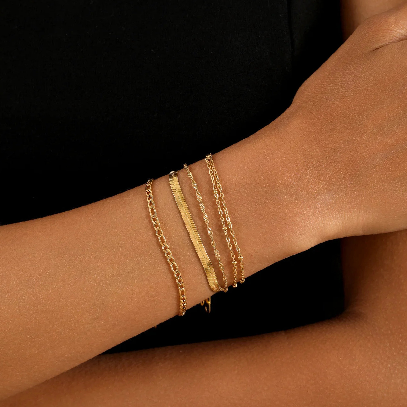 Double Satellite Chain Bracelet | Custom Premium Metal Alloy Name Necklace - Engravely - Image 4