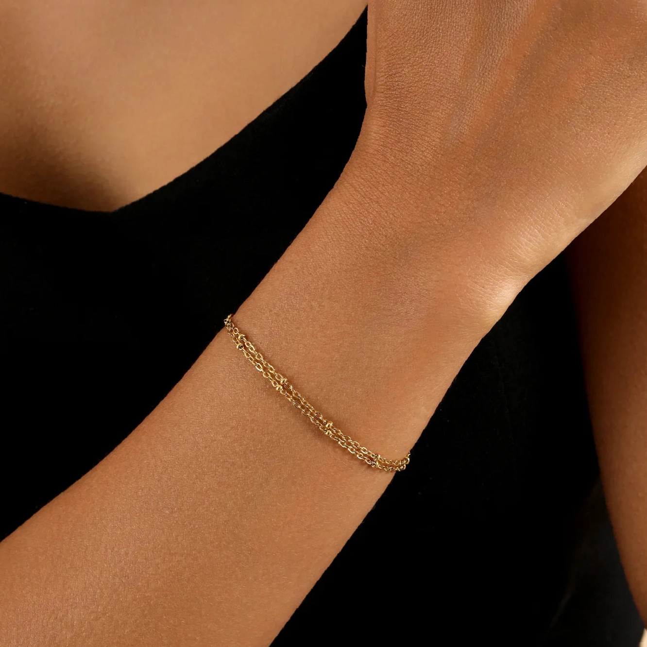 Double Satellite Chain Bracelet | Custom Premium Metal Alloy Name Necklace - Engravely - Image 7