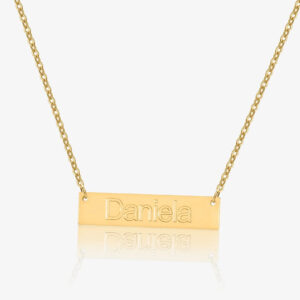 Embossed Engraved Bar Necklace | Custom Premium Metal Alloy Name Necklace - Engravely