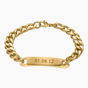 Eng ravely Engraved Bar Cuban Link Bracelet