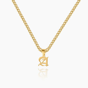 Eng ravely Gothic Letter Necklace with Cuban Chain