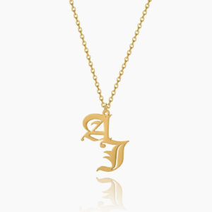 Eng ravely Gothic Two Letter Necklace
