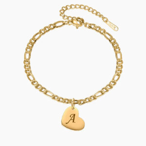 Heart Initial Engraved Anklet | Custom Premium Metal Alloy Anklet - Engravely