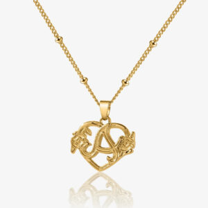Heart Initial Necklace w/ Satellite Chain | Custom Premium Metal Alloy Name Necklace - Engravely