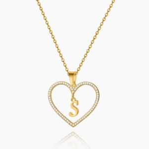 Eng ravely Heart Initial Necklace