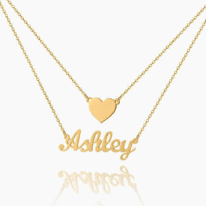 Heart Layer Name Necklace | Custom Premium Metal Alloy Name Necklace - Engravely