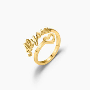 Hollow Heart Name Ring | Custom Premium Metal Alloy Ring - Engravely