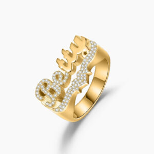 Iced 3D Name Ring | Custom Premium Metal Alloy Ring - Engravely