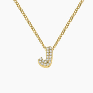 Eng ravely Iced Bubble Initial Necklace with Cuban