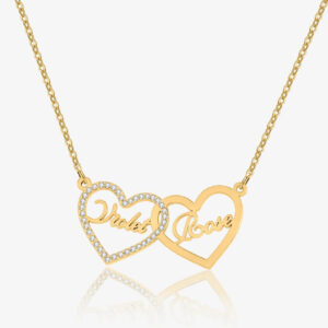 Eng ravely Iced Heart Double Name Necklace