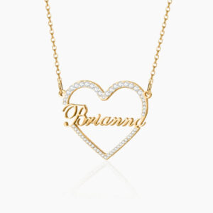 Iced Heart Shape Name Necklace | Custom Premium Metal Alloy Name Necklace - Engravely