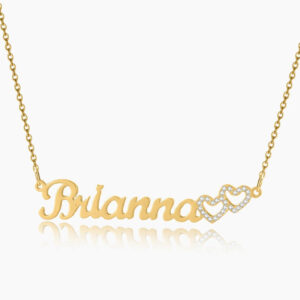 Iced Hearts Name Necklace | Custom Premium Metal Alloy Name Necklace - Engravely