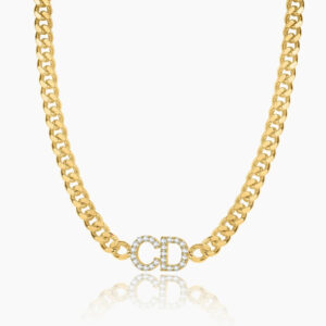 Iced Initials Necklace w/ Cuban Chain | Custom 18K Gold Plated Name Necklace - Engravely