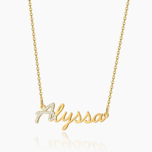 Iced Letter Script Name Necklace | Custom Premium Metal Alloy Name Necklace - Engravely