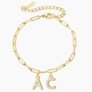 Iced Letters Bracelet w/ Paperclip Chain | Custom Premium Metal Alloy Name Necklace - Engravely