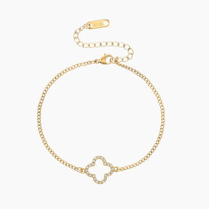 Eng ravely Iced Lucky Bracelet with Cuban Chain
