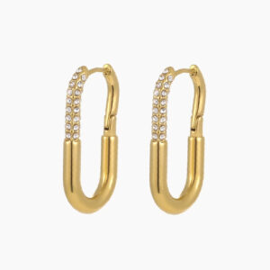 Eng ravely Iced Paperclip Hoop Earrings