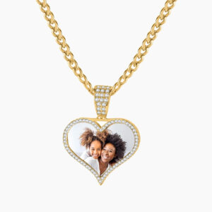 Iced Photo Pendant w/ Cuban Chain | Custom 18K Gold Plated Name Necklace - Engravely
