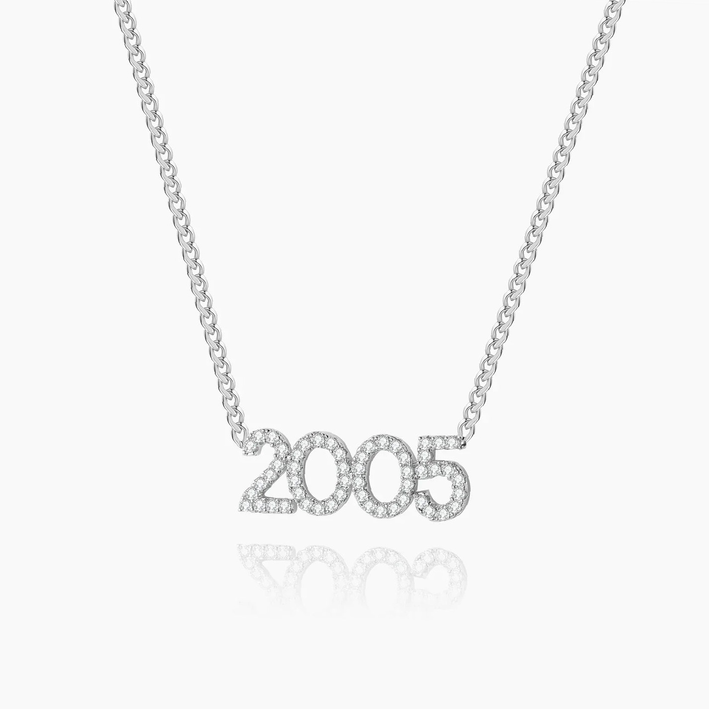 Iced Year Necklace w/ Cuban Chain | Custom Stainless Steel Name Necklace - Engravely - Image 4