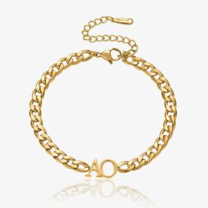Eng ravely Initials Bracelet with XL Cuban Chain