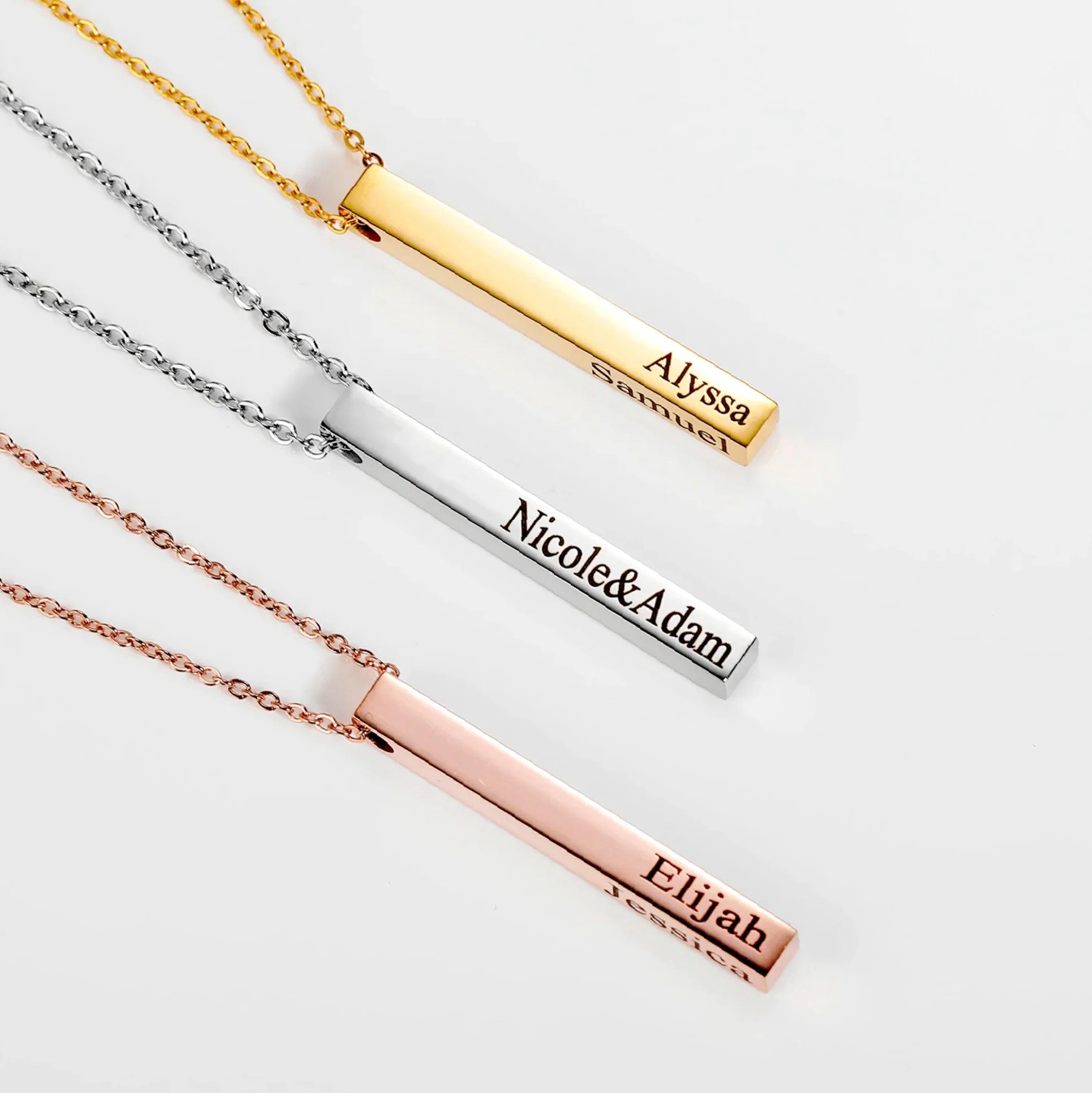 Engraved 3D Bar Necklace | Kids Custom Premium Metal Alloy Jewelry - Engravely - Image 4