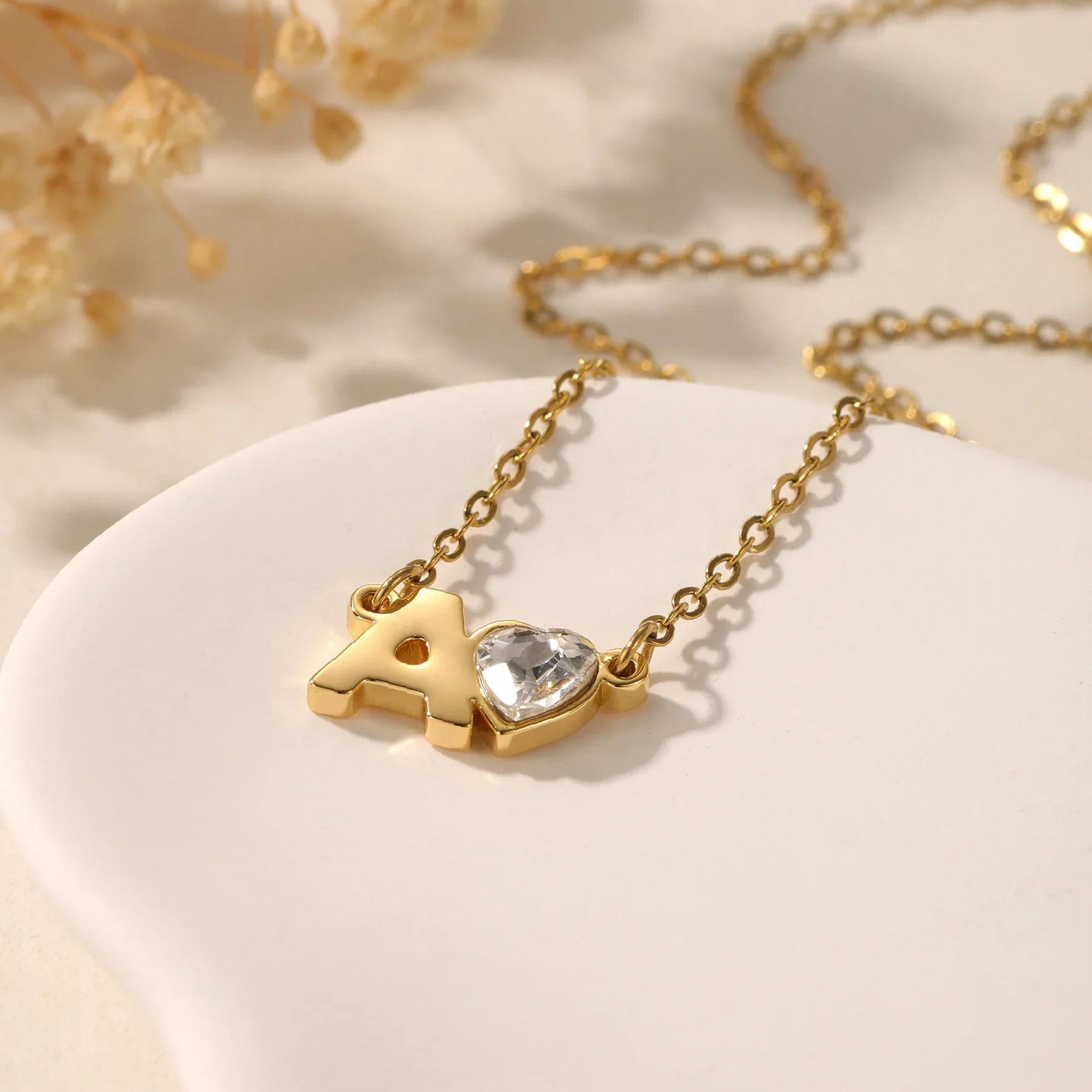 Initial Heart Birthstone Necklace | Kids Custom Premium Metal Alloy Jewelry - Engravely - Image 3