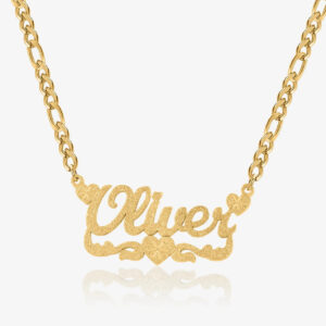 Diamond Cut Lovely Heart Name Necklace | Custom Premium Metal Alloy Name Necklace - Engravely