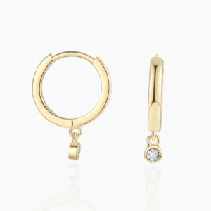 Moissanite Drop Huggie Earrings | Custom Premium Metal Alloy Earrings - Engravely