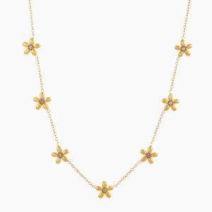Multi Flower Necklace | Custom Premium Metal Alloy Name Necklace - Engravely