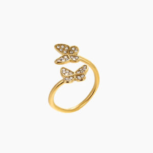 Open Iced Butterfly Ring | Custom Premium Metal Alloy Ring - Engravely