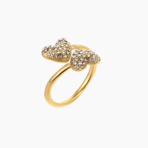 Open Iced Heart Ring | Custom Premium Metal Alloy Ring - Engravely