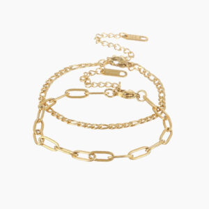 Paperclip Figaro Bracelet Set | Custom Premium Metal Alloy Bracelet - Engravely