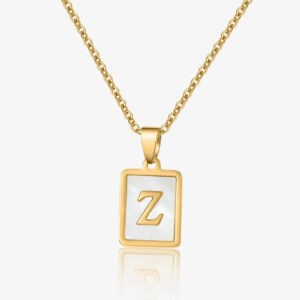 Pearl Initial Tag Necklace | Kids Custom Premium Metal Alloy Jewelry - Engravely