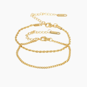 Rope Link Bracelet Set | Custom Premium Metal Alloy Bracelet - Engravely